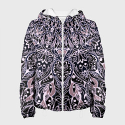 Куртка с капюшоном женская Мандала сине-розовый, цвет: 3D-белый