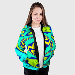 Куртка с капюшоном женская Скрученные неоновые линии, цвет: 3D-черный — фото 2