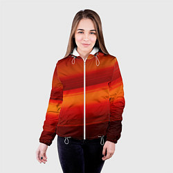 Куртка с капюшоном женская Красная изогнутая абстракция, цвет: 3D-белый — фото 2