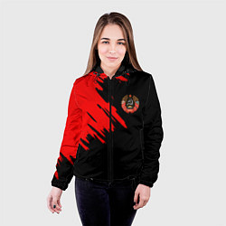 Куртка с капюшоном женская БССР текстура краски, цвет: 3D-черный — фото 2