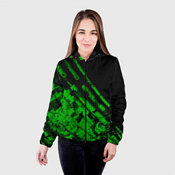 Куртка с капюшоном женская Неоновые полосы цветные, цвет: 3D-черный — фото 2