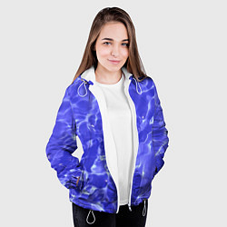 Куртка с капюшоном женская Синяя вода текстура, цвет: 3D-белый — фото 2