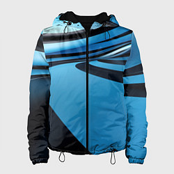 Куртка с капюшоном женская Черная и синяя абстракция в виде волн, цвет: 3D-черный