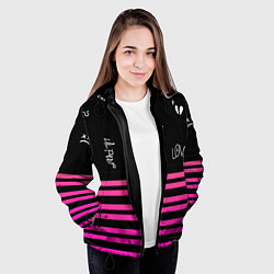 Куртка с капюшоном женская Lil Peep розовые полосы, цвет: 3D-черный — фото 2