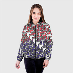 Куртка с капюшоном женская Сине-белые стрелки на белом фоне, цвет: 3D-черный — фото 2