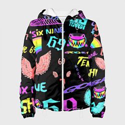 Куртка с капюшоном женская 6ix9ine logo rap bend, цвет: 3D-белый