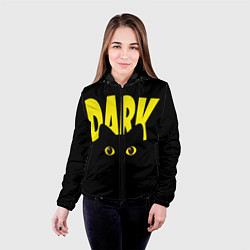 Куртка с капюшоном женская Dark cat eyes - черный кот, цвет: 3D-черный — фото 2