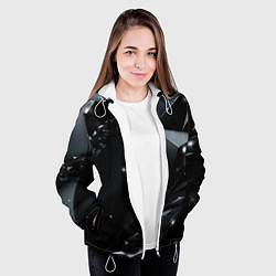 Куртка с капюшоном женская Black luxury abstract, цвет: 3D-белый — фото 2