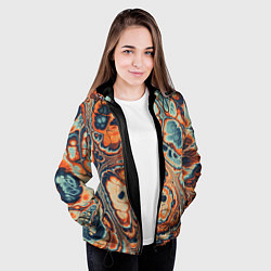 Куртка с капюшоном женская Абстрактный разноцветный узор, цвет: 3D-черный — фото 2