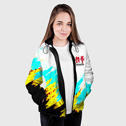 Куртка с капюшоном женская Теккен краски файтинг, цвет: 3D-черный — фото 2