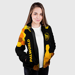 Куртка с капюшоном женская Palworld - gold gradient вертикально, цвет: 3D-черный — фото 2