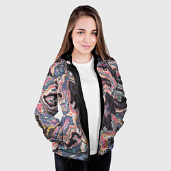 Куртка с капюшоном женская Мраморный узор разноцветный, цвет: 3D-черный — фото 2