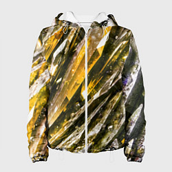 Куртка с капюшоном женская Драгоценные кристаллы жёлтые, цвет: 3D-белый