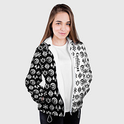Куртка с капюшоном женская Genshin Impact - black and white, цвет: 3D-белый — фото 2