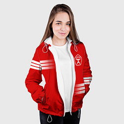 Куртка с капюшоном женская СССР гост три полоски, цвет: 3D-белый — фото 2