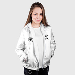 Куртка с капюшоном женская СССР гост три полоски, цвет: 3D-белый — фото 2