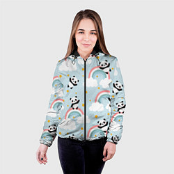 Куртка с капюшоном женская Панда на радуге, цвет: 3D-черный — фото 2