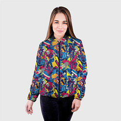 Куртка с капюшоном женская Езда на велосипеде BMX в стиле комиксов, цвет: 3D-черный — фото 2