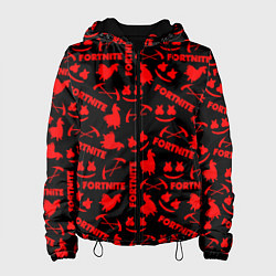 Куртка с капюшоном женская Fortnite pattern logo marshmello, цвет: 3D-черный