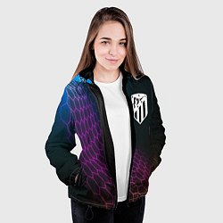 Куртка с капюшоном женская Atletico Madrid футбольная сетка, цвет: 3D-черный — фото 2