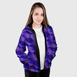 Куртка с капюшоном женская Сине-фиолетовая стеклянная мозаика, цвет: 3D-черный — фото 2
