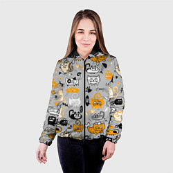 Куртка с капюшоном женская Коты мемы цветные, цвет: 3D-черный — фото 2