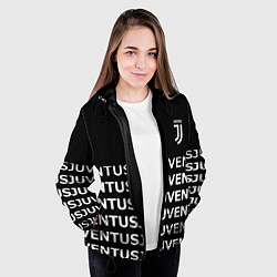 Куртка с капюшоном женская Juventus pattern fc club steel, цвет: 3D-черный — фото 2