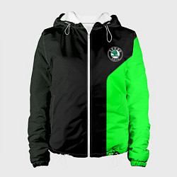 Куртка с капюшоном женская Skoda pattern sport green, цвет: 3D-белый