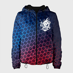 Куртка с капюшоном женская Cyberpunk 2077 неоновые соты, цвет: 3D-черный