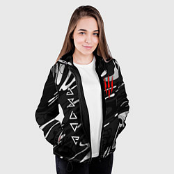 Куртка с капюшоном женская The witcher - белые разводы, цвет: 3D-черный — фото 2