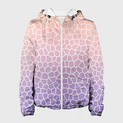 Куртка с капюшоном женская Паттерн мозаика светло-сиреневый, цвет: 3D-белый