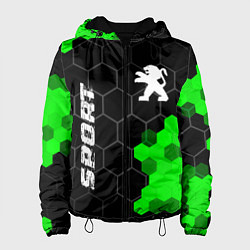 Куртка с капюшоном женская Peugeot green sport hexagon, цвет: 3D-черный