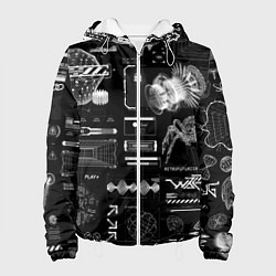 Куртка с капюшоном женская Паттерн киберинтерфейса, цвет: 3D-белый