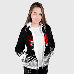 Куртка с капюшоном женская Логотип самурая из киберпанка 2077, цвет: 3D-белый — фото 2