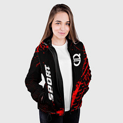 Куртка с капюшоном женская Volvo red sport tires, цвет: 3D-черный — фото 2