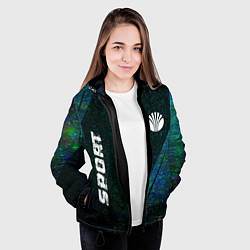 Куртка с капюшоном женская Daewoo sport glitch blue, цвет: 3D-черный — фото 2