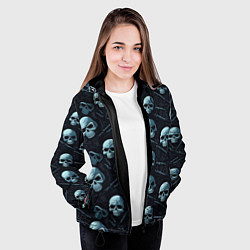Куртка с капюшоном женская Черепа с ножами, цвет: 3D-черный — фото 2