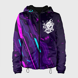Куртка с капюшоном женская Cyberpunk 2077 neon gaming, цвет: 3D-черный