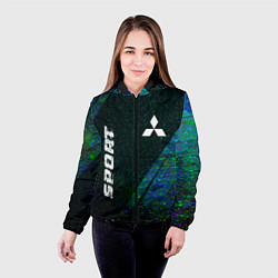 Куртка с капюшоном женская Mitsubishi sport glitch blue, цвет: 3D-черный — фото 2