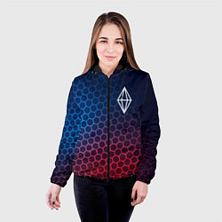 Куртка с капюшоном женская The Sims неоновые соты, цвет: 3D-черный — фото 2