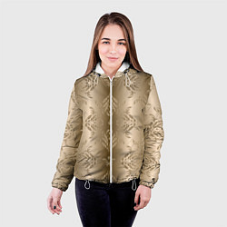 Куртка с капюшоном женская Коричневый градиент с узором, цвет: 3D-белый — фото 2