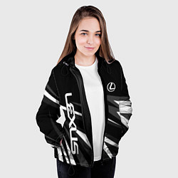 Куртка с капюшоном женская Лексус - монохромная абстракция, цвет: 3D-черный — фото 2
