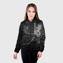 Куртка с капюшоном женская Микросхема плата, цвет: 3D-черный — фото 2