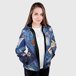 Куртка с капюшоном женская Vanguard jeans patchwork - ai art, цвет: 3D-черный — фото 2