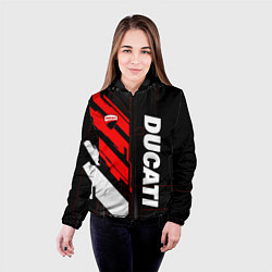 Куртка с капюшоном женская Ducati - красный технологический, цвет: 3D-черный — фото 2