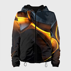 Куртка с капюшоном женская Разлом черных плит и оранжевая лава, цвет: 3D-черный