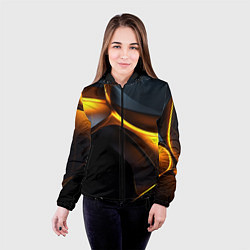 Куртка с капюшоном женская Разлом черных плит и оранжевая лава, цвет: 3D-черный — фото 2