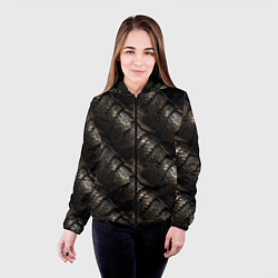 Куртка с капюшоном женская Классическая старая броня текстура, цвет: 3D-черный — фото 2