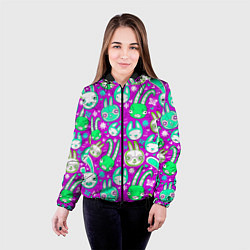 Куртка с капюшоном женская Разноцветные зайцы, цвет: 3D-черный — фото 2