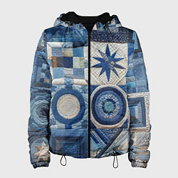 Куртка с капюшоном женская Denim patchwork - ai art, цвет: 3D-черный